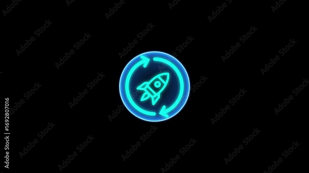 Poster rocket successful launch icon animation .shuttle rocket takes off successfully, concept animation. r