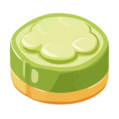 2D flat vector illustration of a Mung Bean Cake in icon style, isolated on white background