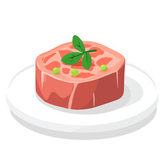 Flat 2D Steak Tartare illustration, vector graphic in icon style, on white background