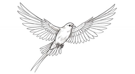 Naklejka premium Bird in flight line drawing