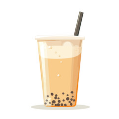 Minimal flat vector of a Milk Tea, 2D icon-style illustration on white background