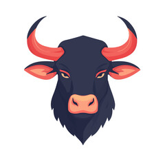 Flat 2D Minotaur illustration, vector graphic in icon style, on white background
