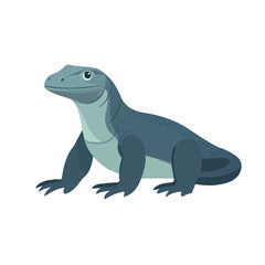 2D flat vector illustration of a Komodo Dragon in icon style, isolated on white background