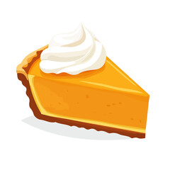 Pumpkin Pie, flat style 2D vector image, isolated on a white background