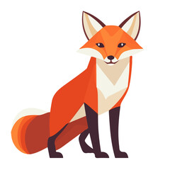Obraz premium Red Fox, flat style 2D vector image, isolated on a white background
