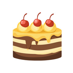 Minimal flat vector of a Torte, 2D icon-style illustration on white background