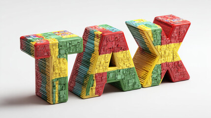 Colorful Tax Concept: Building Blocks Financial Theme