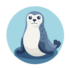 2D flat vector illustration of a Selkie Seal Spirit in icon style, isolated on white background