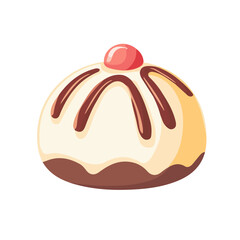 Minimal flat vector of a Rosogolla, 2D icon-style illustration on white background