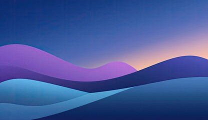 Abstract landscape of purple and blue hills under a twilight sky