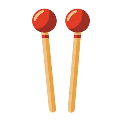 Flat 2D Percussion Mallets illustration, vector graphic in icon style, on white background