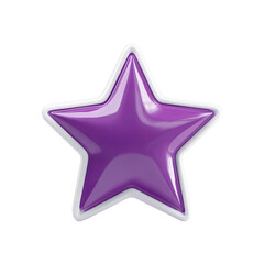 A glossy purple star shape, isolated on transparent background, symbolizing achievement, success, and celestial wonder in a 3d render