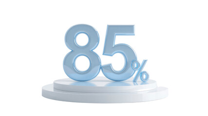 85% Discount Offer  3D Rendered Light Blue Percentage Sign on White Platform