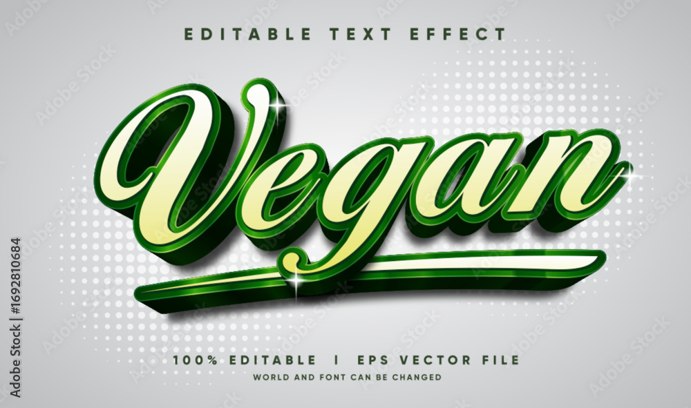Poster vegan vector text effect with modern style