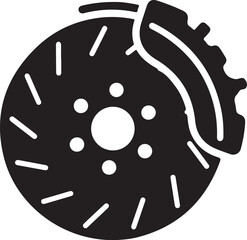Vector art of brake disc icon car brake rotor with caliper auto spare parts vector illustration of car brake system