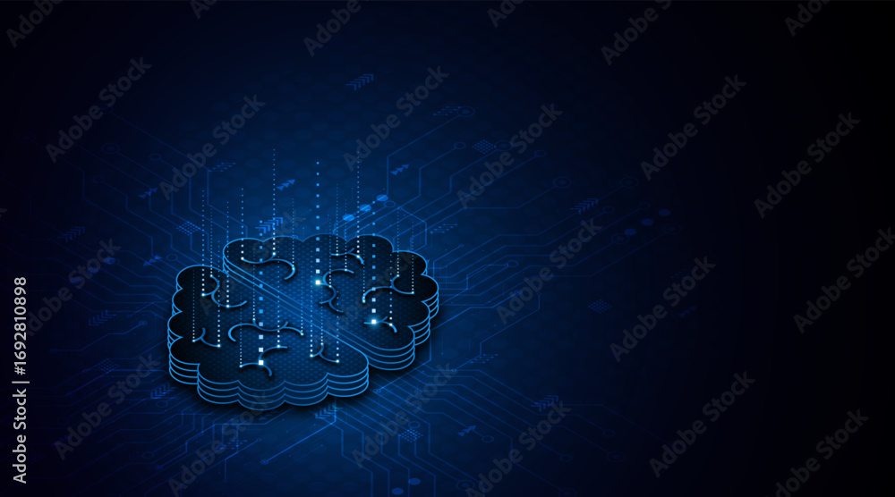 Aufkleber circuit board of computer neural network or electronic artificial intelligence. brain circuit techno