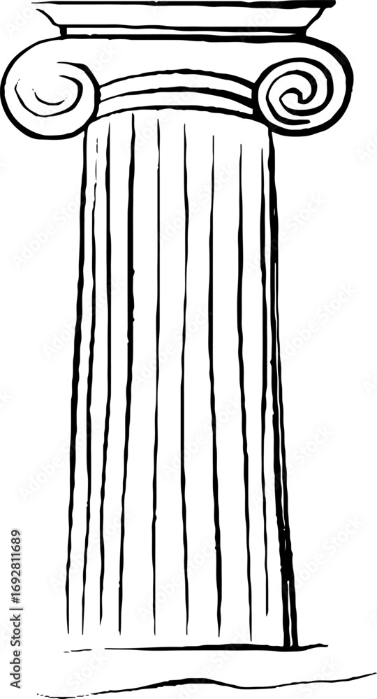 Poster minimalist line art of a classical column for design and decor