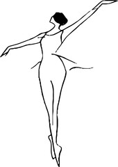 Elegant minimalist line art illustration of a dancing human for aesthetic decor and tattoo design