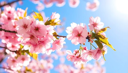 Obraz premium Beautiful cherry blossoms in spring sunlight