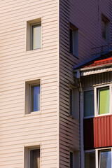 City view, modern buildings and skyscrapers against the blue sky.