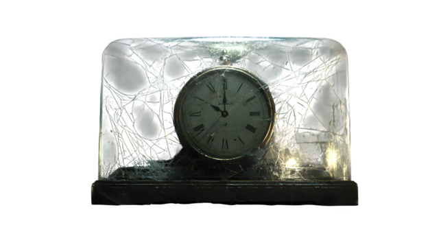 Broken Mantel Clock, isolated on transparent background