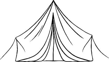 Fototapeta premium Minimalist line art illustration of tent outline for adventure and camping design