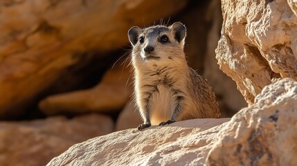 Rock hyrax portrait in natural habitat wildlife photography animal nature cute mammal africa wildlife reserve
