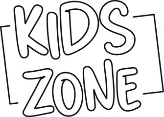 Kids zone black-and-white badge vector illustration