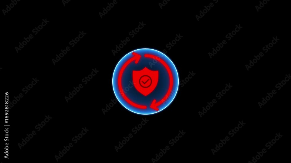 Poster shield with check mark icon in flat style isolated on black background. cyber security, network prot