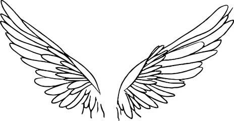 Obraz premium Minimalist line art of bird wings for tattoo or logo design