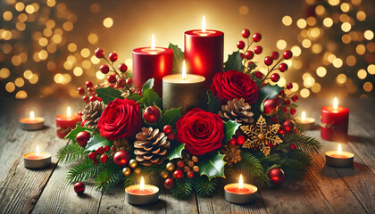 Christmas still has red candles burning