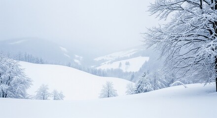 Snowy Winter Landscape with Trees