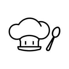 Chef hat and spoon outline cooking kitchen