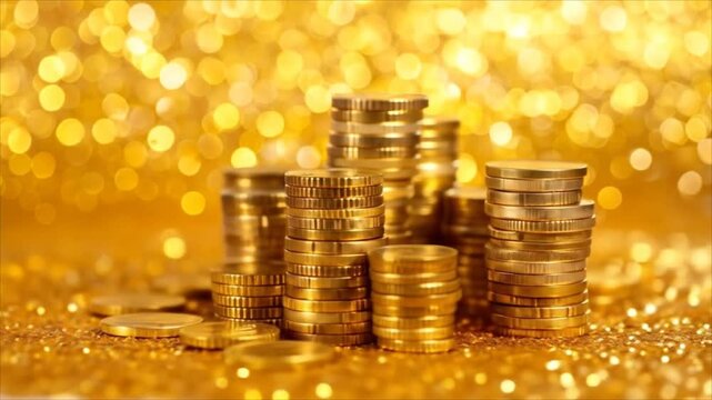 Golden coin stacks