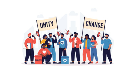 Modern Communication and Peaceful Activism Vector Illustration