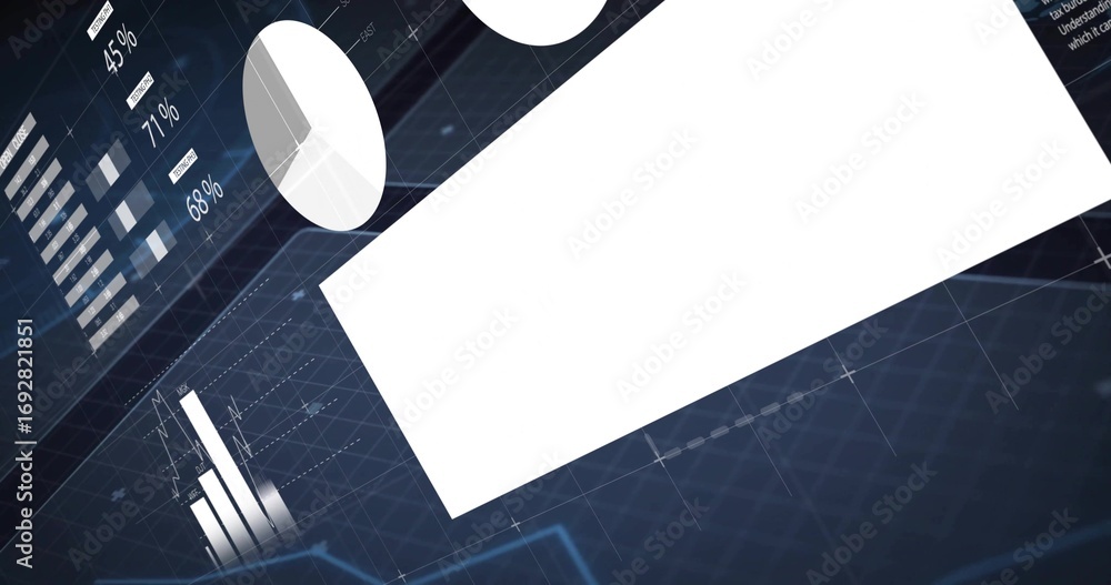 Aufkleber rendering large blank white rectangle over grid interface, with pie charts bar graphs percentages