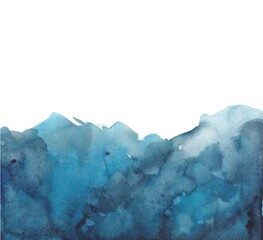 Abstract background banner blue watercolor on a white background