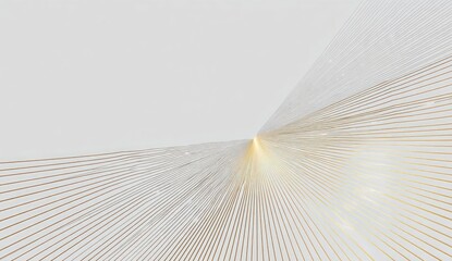 Abstract design with radiating gold lines on light gray background