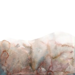 Abstract brown and blue background banner with a watercolor gradient on a white background