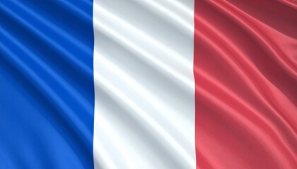 France national flag with vertical blue, white, and red bands, gently waving fabric texture, symbolizing liberty, equality, fraternity, and enduring national pride.