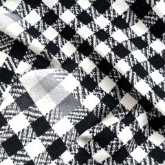 Black and white textured plaid fabric