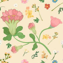 Sweet flower seamless pattern.soft pastel colors water color seamless pattern for beauty products or other. Design for fabric ,cover.wallpaper,wrapping,clothing,ceramic products.