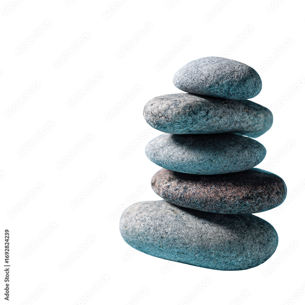 Poster stacked smooth stones create a tranquil focal point perfect for relaxation and meditation in a seren