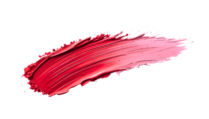 Textured red paint swatch with a bright pink gradient on a transparent background, an isolated PNG for use in cosmetic branding, digital art, and marketing materials.