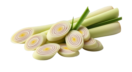 Fresh Lemongrass Stalks Slices