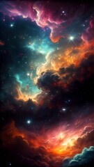 Fototapeta premium Majestic cosmic clouds with vibrant colors and glittering stars shining brightly
