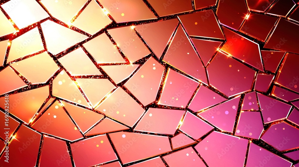 Poster a high-resolution close-up of a polished surface reflecting red and yellow illumination from the cen