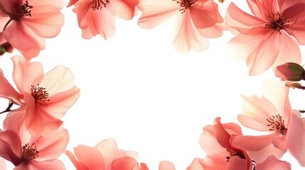 Pink rose flower border design forming a frame on a white background