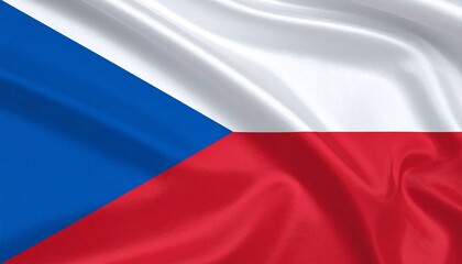 Czech Republic national flag with white and red horizontal bands and blue triangle from hoist side, symbolizing Slavic unity and heritage.