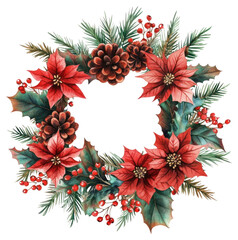 Fototapeta premium PNG Winter flower Wreath wreath illustration christmas.
